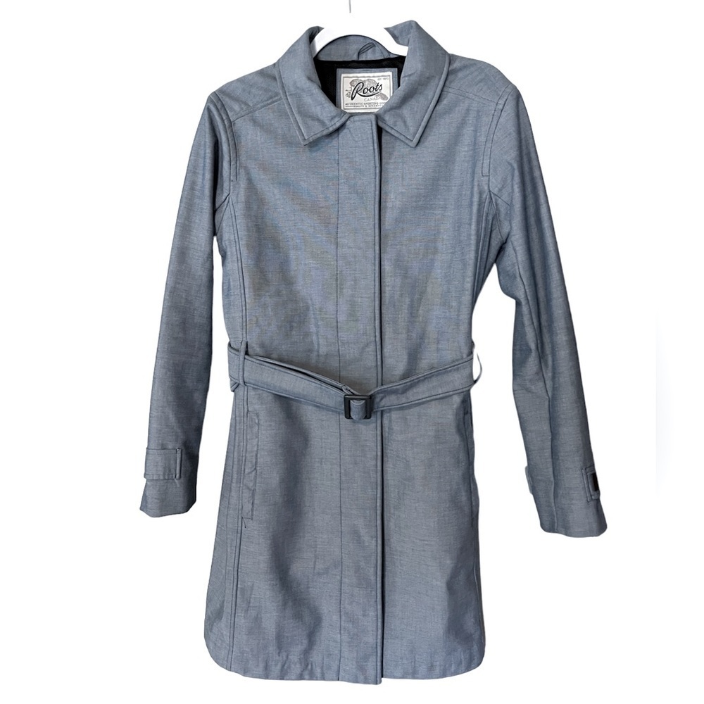 Roots Canada Chambray Fleece Lined Belted Trench Coat